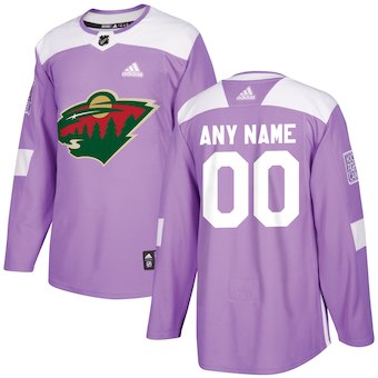 NHL Men adidas Minnesota Wild Purple Hockey Fights Cancer  Customized Practice Jersey